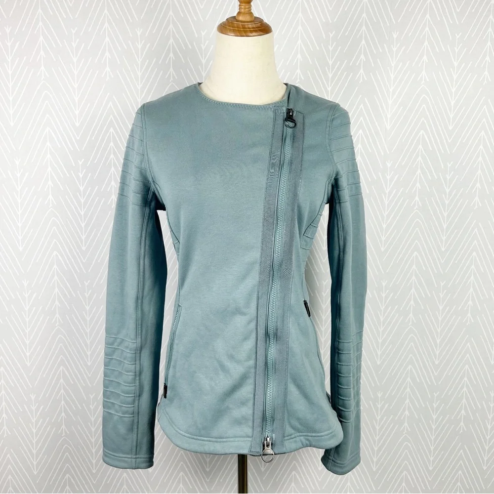 ATHLETA MOTO JACKET, Full Zip in Minimalistic Gray. - Picture 7 of 10